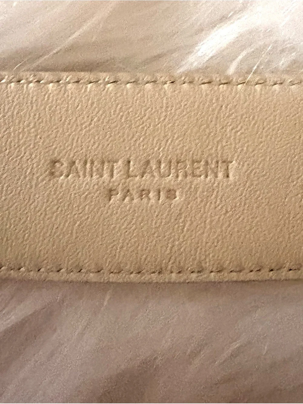 Saint Laurent White Leather Belt with Gold YSL Logo Buckle
